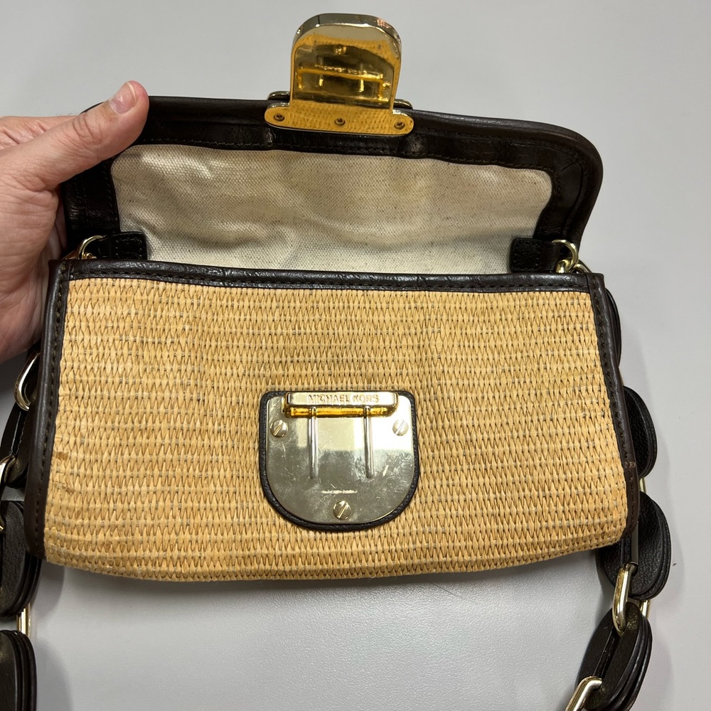 Michael Kors Rattan Weaved and Leather Baguette - Picture 7 of 15